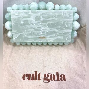 Cult Gaia Eos Box Clutch. Color:Surf.